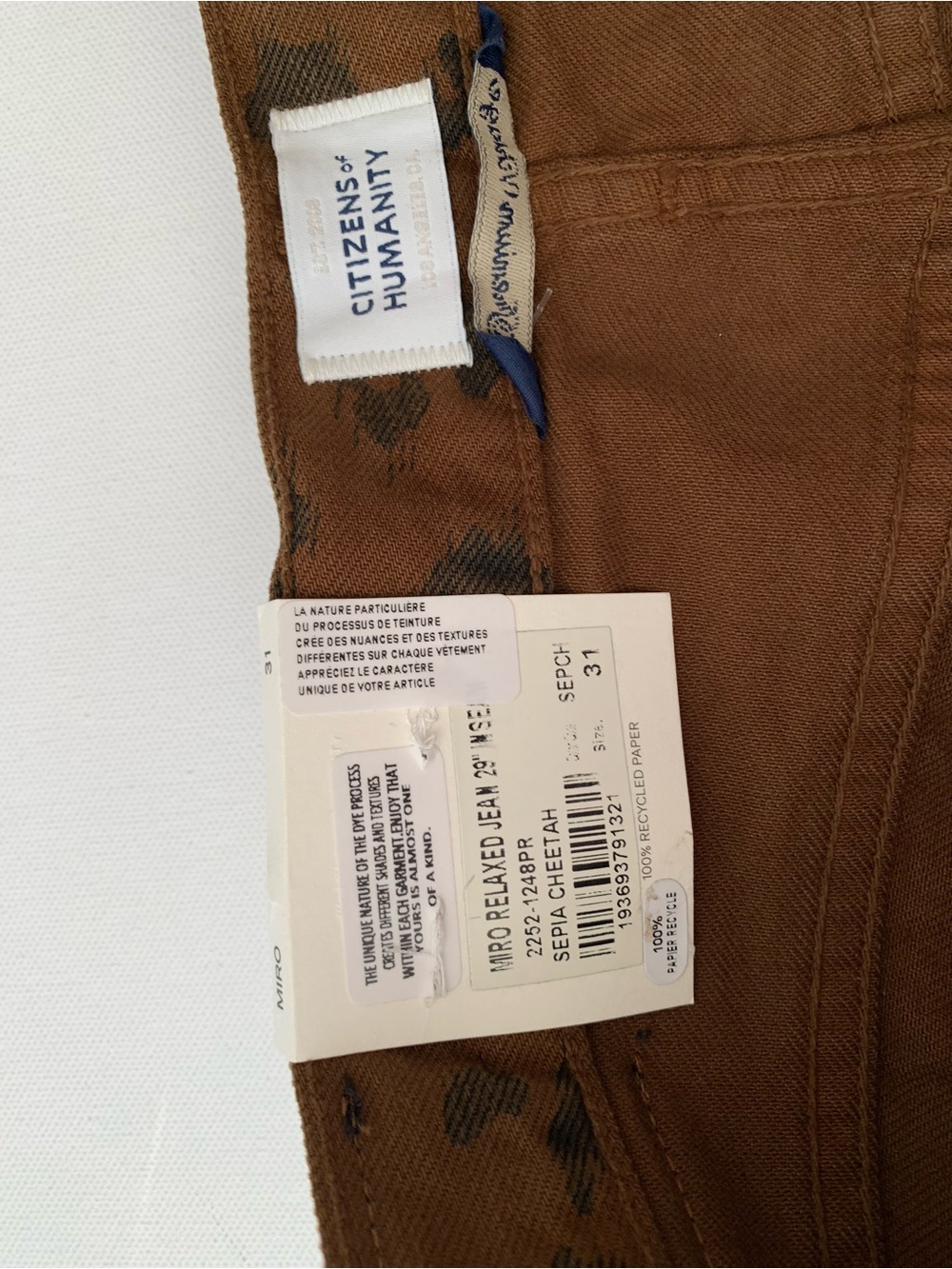 Citizens of Humanity Leopard Print Miro Long low-slung Relaxed Jeans women’s 31 - Picture 13 of 16